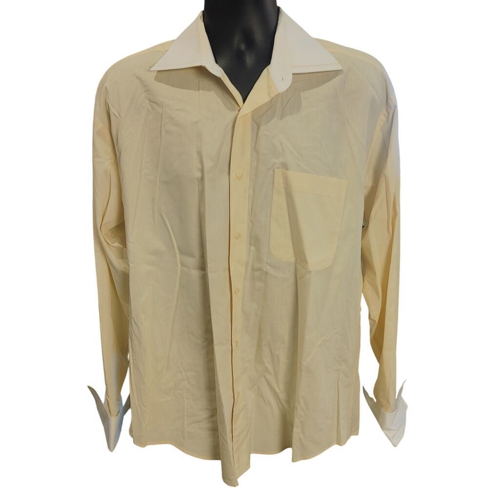 Modena Men's Reg 16.5 L Yellow Bttn Front Dress Shirt